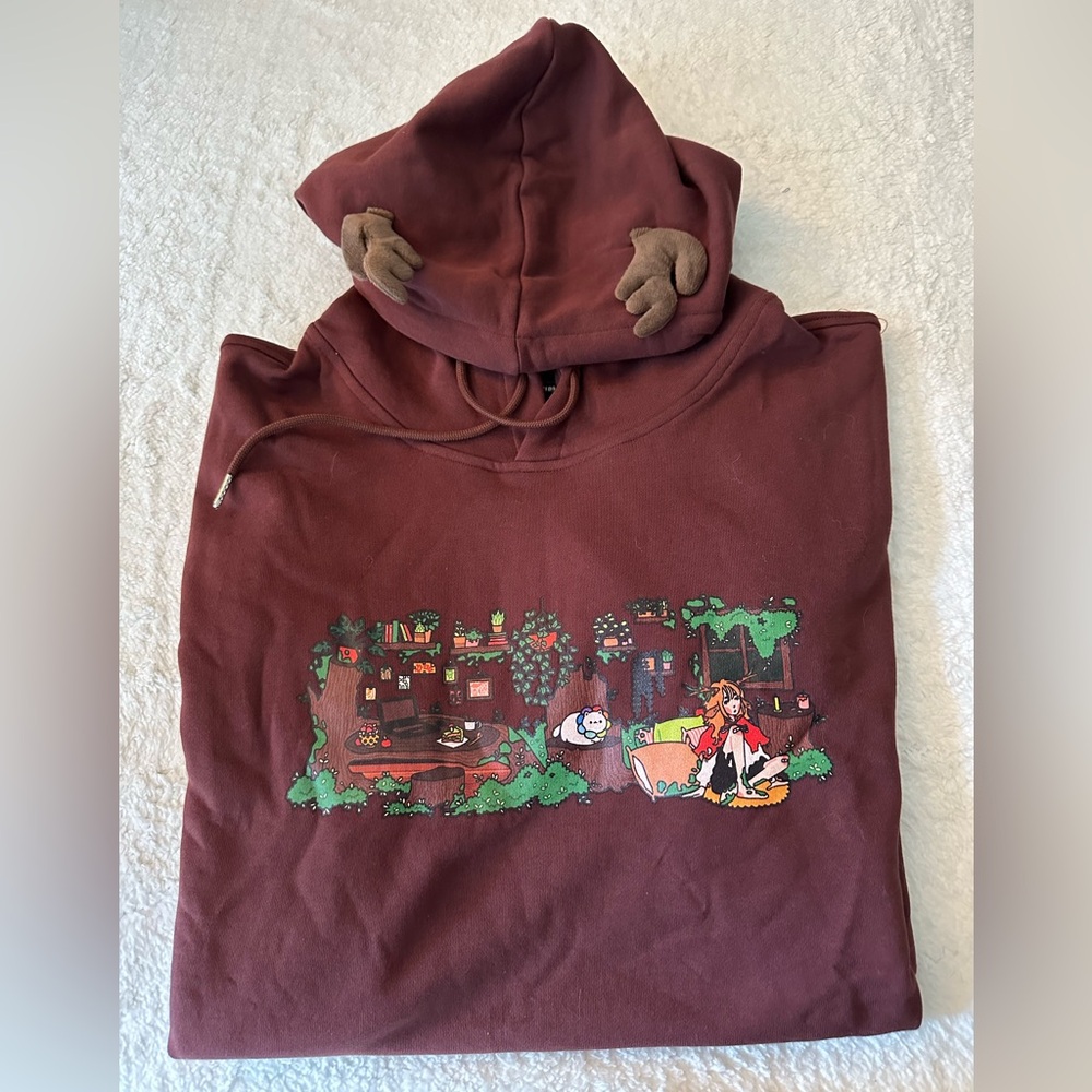 Snifferish X POP Woodlands hoodie size large NWOT color burgundy